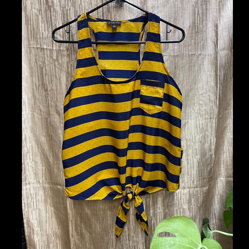Navy and gold striped tank